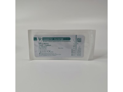 PB530X13 Шовный материал не рассасывающийся POLYESTER (ПОЛИЭФИР) 3/0 13Х60см/Блистер, БЕЗ ИГЛЫ
