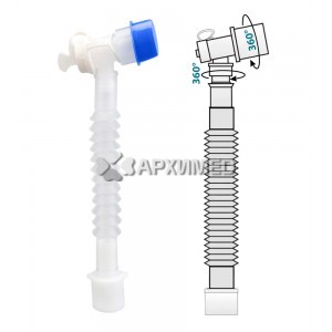Соединитель дыхательного контура (гофрированный) вертлюжный коннектор с портом для бронхоскопии