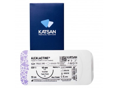 Шовный материал ALCALACTINE 1 90 см, колющая 48мм 1/2, 12 шт/уп