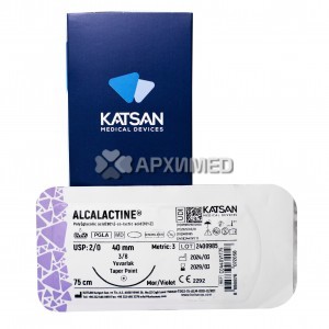 Шовный материал ALCALACTINE 2/0 75 см, колющая 40мм 3/8, 12 шт/уп