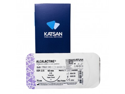 Шовный материал ALCALACTINE 2/0 75 см, колющая 40мм 3/8, 12 шт/уп