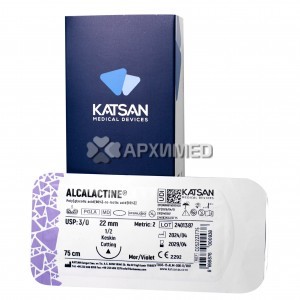 Шовный материал ALCALACTINE 3/0 75 см, режущая 22мм 1/2, 12 шт/уп