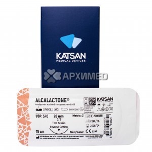 Шовный материал ALCALACTONE 3/0 75 см, обратно-режущая 26мм 3/8, 12 шт/уп