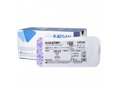 Шовный материал ALCALACTINE 3/0 75 см, колющая 20мм 1/2, 12 шт/уп