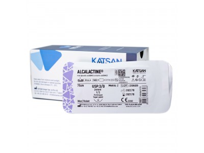 Шовный материал ALCALACTINE 3/0 75 см, колющая 26мм 1/2, 12 шт/уп