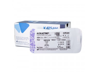 Шовный материал ALCALACTINE 5/0 75 см, колющая 17мм 1/2, 12 шт/уп