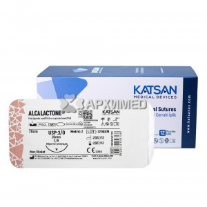 Шовный материал ALCALACTONE 3/0 70 см, обратно-режущая 26мм 3/8, 12 шт/уп Шовный материал ALCALACTONE 3/0 70 см, обратно-режущая 26мм 3/8, 12 шт/уп