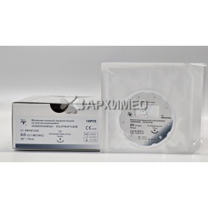 Шовный материал не рассасывающийся ПОЛИПРОПИЛЕН 6/0, колющая, 13 мм, 3/8, 75 см, двухигольная, 12 шт/уп Шовный материал не рассасывающийся ПОЛИПРОПИЛЕН 6/0, колющая, 13 мм, 3/8, 75 см, двухигольная, 12 шт/уп