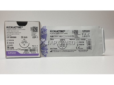 Шовный материал ALCALACTINE 1 75см, колющая 30мм, 1/2, 12шт/уп