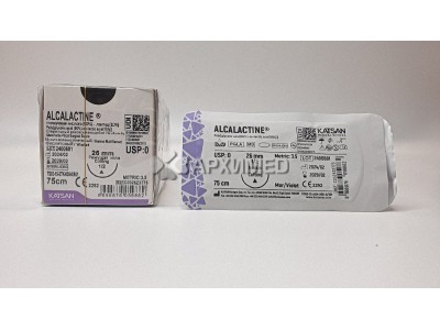 Шовный материал ALCALACTINE 0 75см, режущая 26мм, 1/2, 12шт/уп