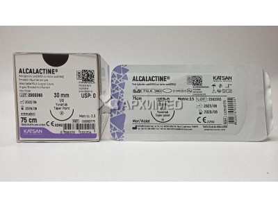 Шовный материал ALCALACTINE 0 75см, колющая 30мм, 1/2, 12шт/уп
