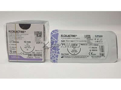 Шовный материал ALCALACTINE 0 75см, колющая 40мм, 1/2, 12шт/уп