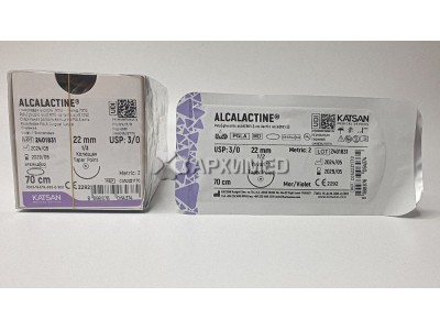 Шовный материал ALCALACTINE 3/0 70см, колющая 22мм, 1/2, 12шт/уп