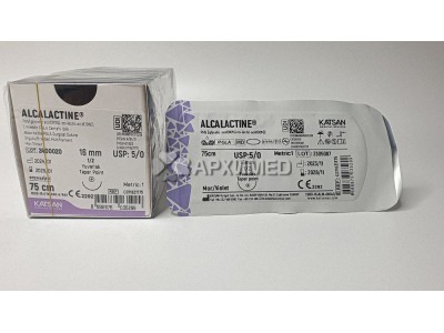 Шовный материал ALCALACTINE 5/0 75см, колющая 16мм, 1/2, 12шт/уп
