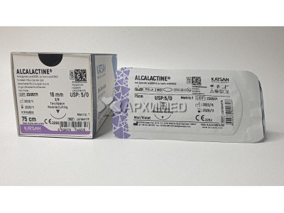 Шовный материал ALCALACTINE 5/0 75см, обратно-режущая 18мм, 3/8, 12шт/уп