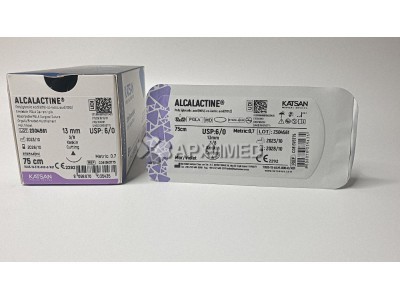 Шовный материал ALCALACTINE 6/0 75см, режущая 13мм, 3/8, 12шт/уп