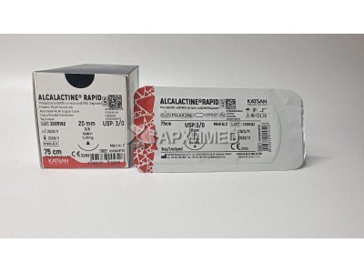 Шовный материал ALCALACTINE RAPID 3/0 75см, режущая 20мм, 1/2, 12шт/уп