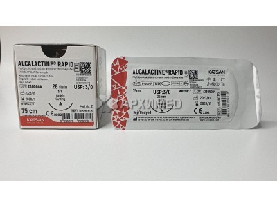 Шовный материал ALCALACTINE RAPID 3/0 75см, режущая 26мм, 3/8, 12шт/уп