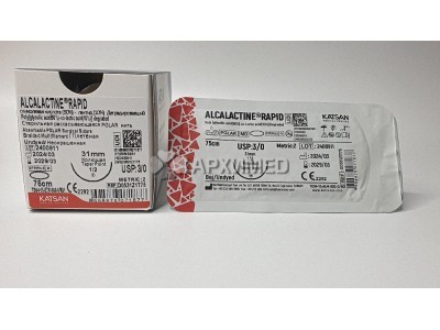 Шовный материал ALCALACTINE RAPID 3/0 75см, колющая 31мм, 1/2, 12шт/уп