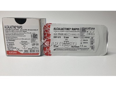 Шовный материал ALCALACTINE RAPID 5/0 75см, колющая 13мм, 3/8, 12шт/уп