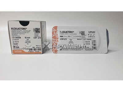 Шовный материал ALCALACTONE 3/0 75см, колющая 18мм, 3/8, 12шт/уп