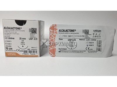 Шовный материал ALCALACTONE 3/0 75см, режущая 25мм, 3/8, 12шт/уп