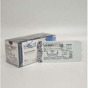 Шовный материал ALCADINONE 0 150см, колющая 48мм, 1/2, двухигольная, 12шт/уп